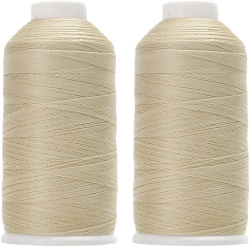 Miniatura 8 de Juego de 2 rollos/66 hilos de nailon unidos 210D/3 size69 para coser cuero, tapicería, lona, zapatos y tejido de cabello de 3000 yardas