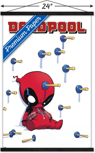 Miniatura 3 de Trends International Marvel Comics Deadpool - Póster de pared de dardos, 22.375 x 34 pulgadas, paquete de impresión premium y colgador negro
