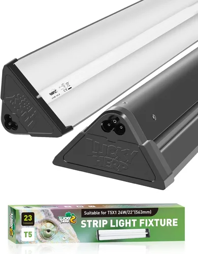LUCKY HERP T5 - Kit combinado de lámpara para reptiles de 24 W (nueva actualización), lámpara de reptil UVB con tubo fluorescente Desert UVB 10.0 de