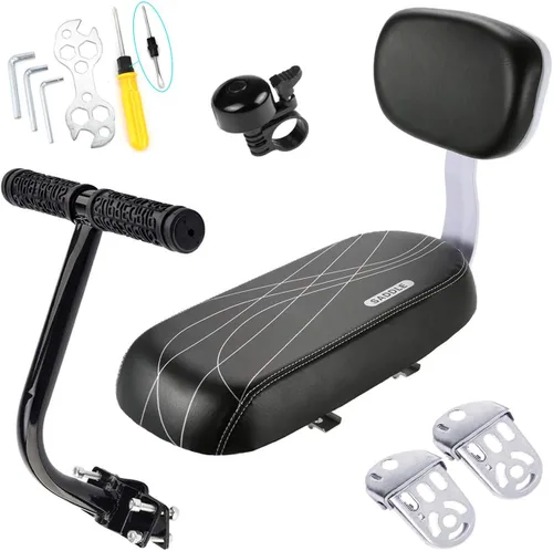 Miniatura 8 de Kit de asiento infantil para bicicleta, incluye cojín de asiento trasero de bicicleta con respaldo de ciclismo de seguridad + reposabrazos de 01