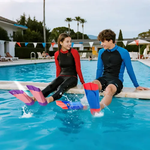 Miniatura 4 de Aletas de natación para niños, aletas cortas para jóvenes, aletas de entrenamiento de natación para natación de regazo, para niños y niñas Arco