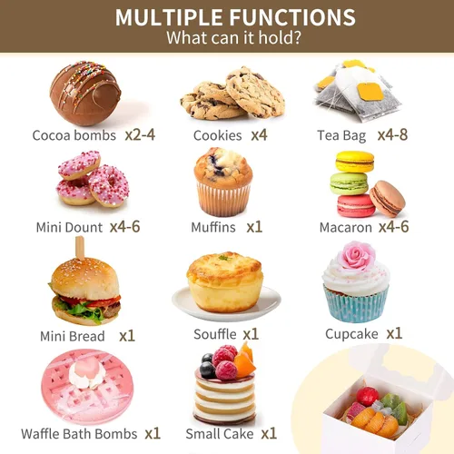 Miniatura 3 de Moretoes 120 cajas blancas para panadería, cajas de galletas de 4 x 4 x 2.5 pulgadas con ventana para pasteles pequeños, golosinas, donas, dulces