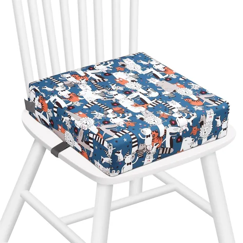 Miniatura 17 de Zicac Cojín de asiento elevador portátil para silla alta para viajes, comedor, almohadilla de asiento para niños pequeños, bebés, bebés, azul rosa