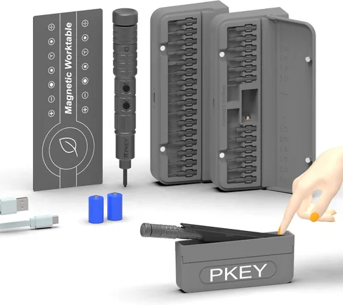 Miniatura 9 de PKEY Juego de mini destornilladores eléctricos, destornillador eléctrico de precisión, inalámbrico con 28 puntas magnéticas de precisión, par de 3