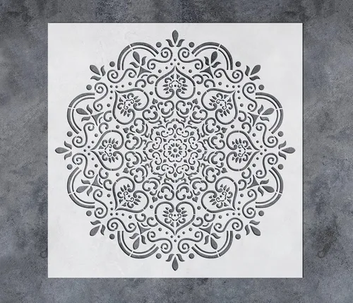 GSS Designs - Plantillas decorativas de mandala grandes para bricolaje, 16 x 16 pulgadas para pintar en madera, pared, piso, lienzo, tela, Mandala