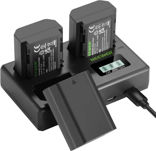 Miniatura 9 de NEEWER Paquete de 2 baterías de repuesto NP-FZ100 de 2280 mAh y cargador USB dual con pantalla LCD, compatible con Sony ZV-E1 A7III A7IV FX3 FX30