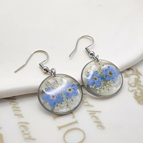 Miniatura 10 de Pendientes de flores prensadas hechos a mano para mujer
