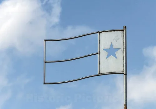 Historic Pictoric Amarillo, TX Photo - an Unusual Representation of The Lone -Star Texas State Flag, Minus its Usual red, White, and Blue Colors, on