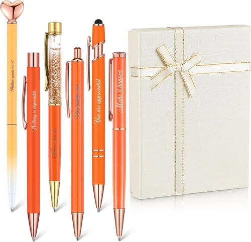 Miniatura 9 de Yeaqee Juego de 6 bolígrafos inspiradores para mujer, regalo 2026, bolígrafos de diamante con cristal, suministros de oficina motivacionales con Azul