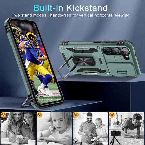 Miniatura 5 de DEERLAMN Funda para Samsung Galaxy S23 con Cubierta Deslizante para Cámara + Protector de Pantalla (2 Paquetes), Soporte de Anillo Giratorio