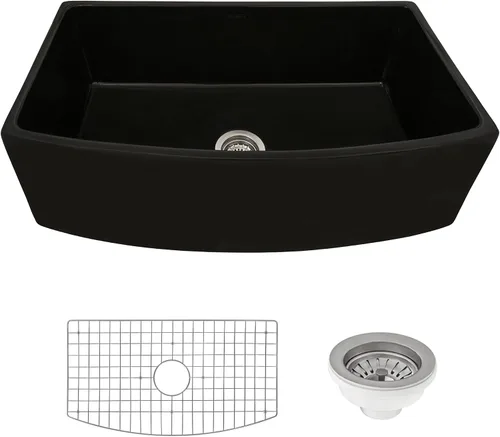 Miniatura 11 de Ruvati RVL2100BK - Fregadero de cocina reversible con delantal frontal de 30 x 20 pulgadas, color negro brillante