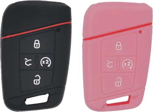 Miniatura 12 de Paquete de 2 fundas protectoras de silicona suave para llavero remoto para VW Volkswagen Tiguan Atlas Jetta Passat Golf Alltrack KR5FS14-US Negro