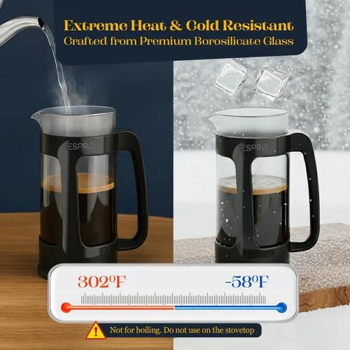 Miniatura 7 de ESPRO Light P3 - Cafetera de prensa francesa, microfiltro doble patentado para preparar sin arena, resistente al calor, prensa de café de vidrio