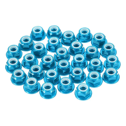Miniatura 9 de MECCANIXITY 30 piezas de tuercas de bloqueo de aleación de aluminio M5 con paso de 0.8 mm, tuercas hexagonales con brida de nylon con rosca dentada