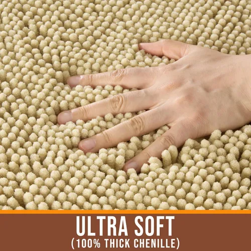 Miniatura 4 de Alfombra de baño de felpilla de 24 x 16 pulgadas, extra suave, absorbente, de secado rápido, lavable a máquina, antideslizante, para bañera, ducha
