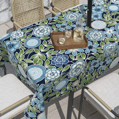 Miniatura 19 de Mantel redondo para exteriores e interiores con cremallera de agujero para paraguas, funda decorativa para mesa circular para jardín del hogar, 60