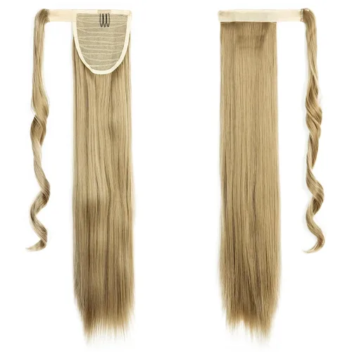 Miniatura 2 de OMGREAT Extensión de cola de caballo de 24 pulgadas, extensiones de cabello largo y lacio para mujer, cola de caballo sintética envolvente