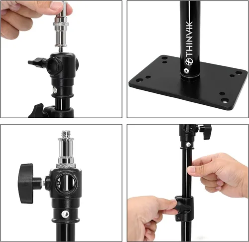 Miniatura 5 de Thinvik Soporte para cámara de estudio de fotografía, montaje de techo de pared con brazo para video monolight, reflector, montaje horizontal