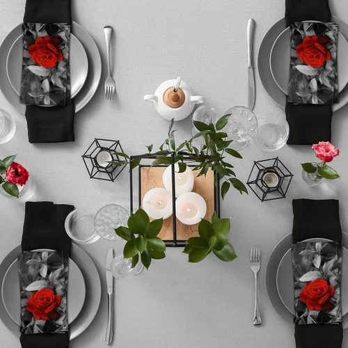 Miniatura 6 de Sinmoe Paquete de 100 servilletas de papel desechables con diseño floral de rosas rojas, toallas de mano de 2 capas decorativas para cena