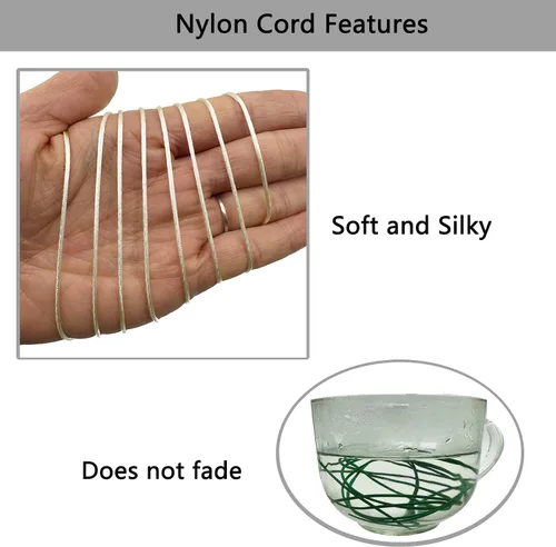 Miniatura 3 de Cordón de nailon blanco satinado de 0.039 in x 109 yardas de seda satinada para pulseras, collares, fabricación de joyas, nudos chinos, macramé