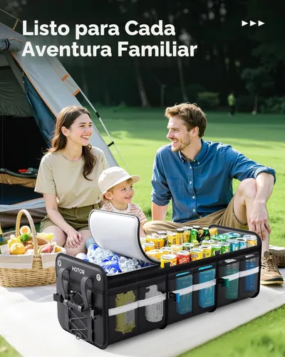 Miniatura 8 de HOTOR Organizador de maletero, organizador de automóvil de 3 compartimentos y almacenamiento con bolsa refrigeradora, organizador de almacenamiento