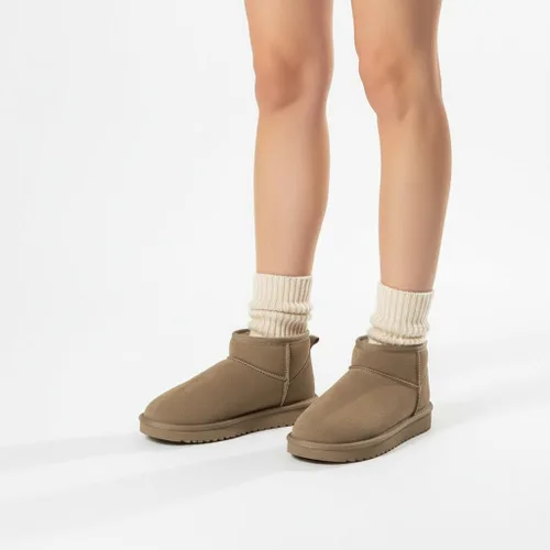 Miniatura 43 de CUSHIONAIRE, Hip 2 - Botas de nieve de gamuza auténtica para mujer, sin cordones, con cómodo forro de piel de oveja sintética + espuma viscoelástica