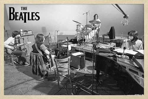 Miniatura 10 de The Beatles - Póster de pared de Let It Be Studio, 22.4 pulgadas de largo x 14.7 pulgadas de ancho, versión enmarcada de madera de granero