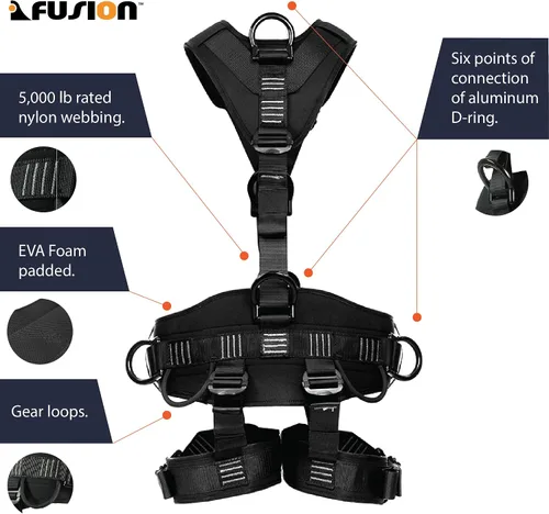 Miniatura 2 de Fusion Tac Rescue Arnés táctico de cuerpo completo Eva acolchado resistente ajustable con cremallera 23kn