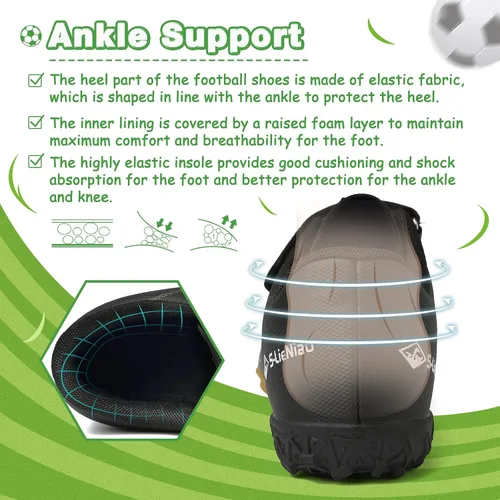 Miniatura 5 de CBUSTER Zapatos de fútbol para niños y niñas, zapatos deportivos para interiores y exteriores