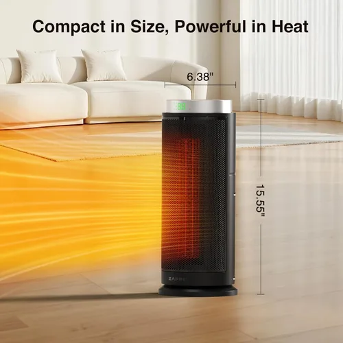 Miniatura 8 de ZAFRO Calentador de espacio, calentadores eléctricos portátiles ultra silenciosos para uso en interiores con termostato, 1500 W de cerámica PTC