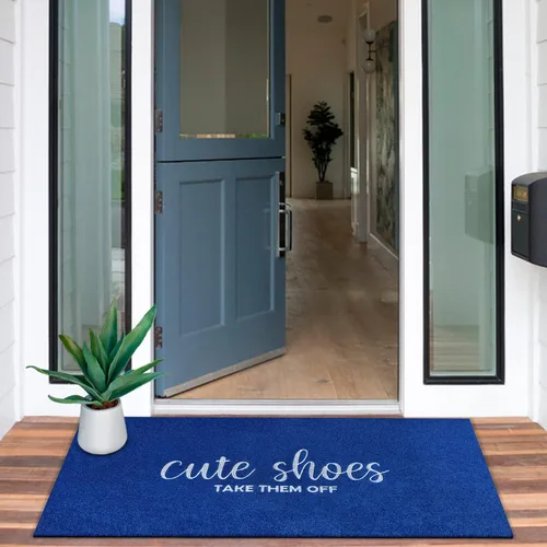 Miniatura 5 de Felpudo de entrada para entrada lindo cartel de zapatos Quítatelos Señal de bienvenida Felpudos para puerta delantera Felpudos divertidos para Azul
