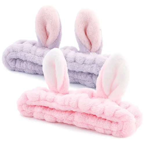 Miniatura 12 de YISSION 2 diademas de spa con orejas de oso, banda antideslizante para lavado de cara, maquillaje, cuidado de la piel, diadema facial, banda