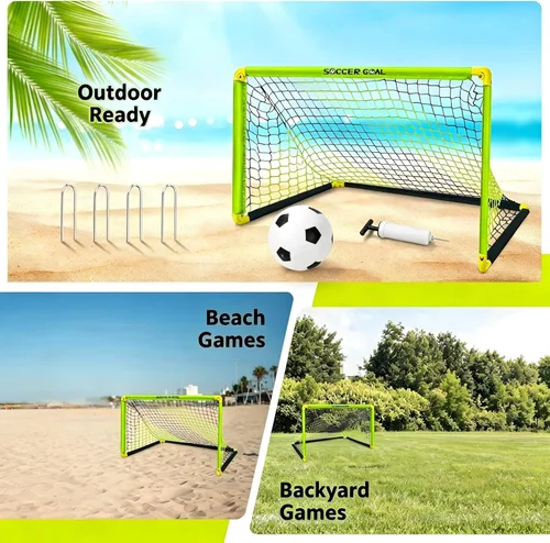 Miniatura 3 de Eastgoing Juego de portería de fútbol portátil, mini red de fútbol para interiores y exteriores con red, pelota y bomba. Conjuntos de portería