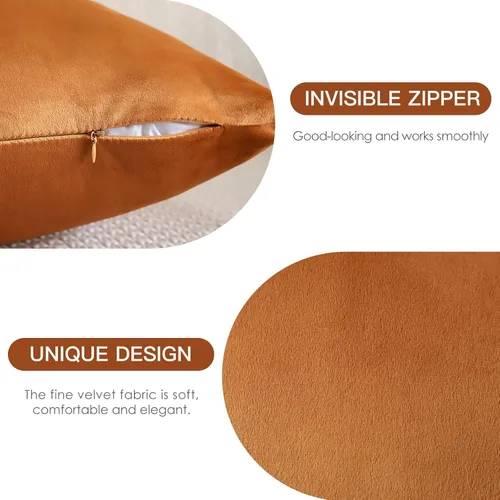 Miniatura 7 de OTOSTAR - Juego de 2 fundas de almohada de terciopelo suaves y decorativas de estampado liso, fundas de cojín lumbar de 16 x 24 pulgadas, fundas