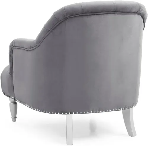 Miniatura 5 de Home Square Juego de muebles de 2 piezas con silla de terciopelo y sofá en gris