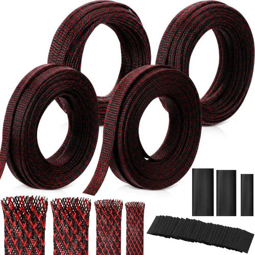 Miniatura 9 de Tatuo Funda de cable trenzada expandible de 65.6 pies, funda de alambre trenzado de varios tamaños con 120 tubos termorretráctiles para televisión