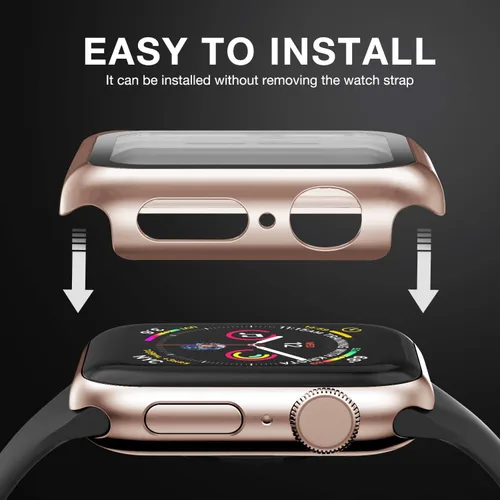 Miniatura 4 de Funda compatible con Apple Watch de 1 1⁄2 pulgadas (38 mm), Series 3/2/1, con protector de pantalla de vidrio templado incorporado, carcasa Oro rosa