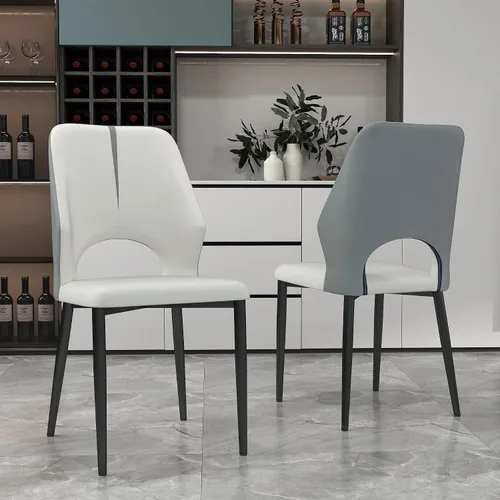 Miniatura 12 de Juego de 6 sillas de comedor tapizadas de 36.6 pulgadas, sillas de comedor modernas con marco de metal dorado y respaldo, silla de comedor de piel