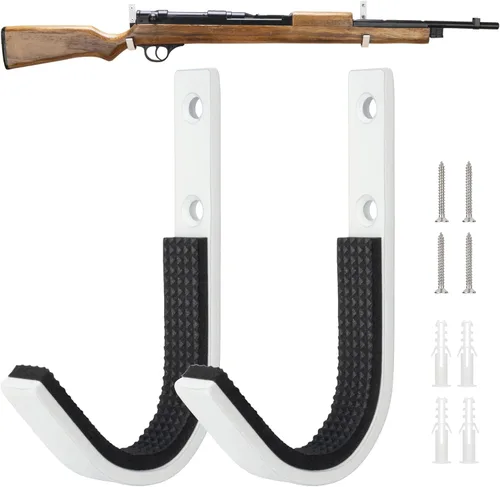 Miniatura 8 de Perchero de almacenamiento para rifles de montaje en pared, ganchos de escopeta horizontales de metal para almacenar escopetas, rifles, arco de tiro