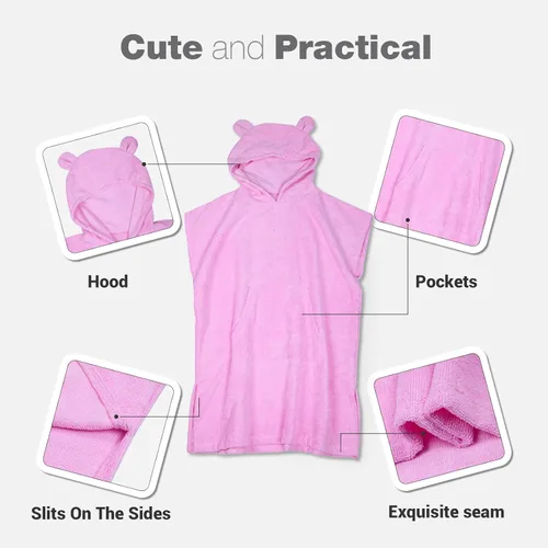 Miniatura 4 de MissShorthair Toalla Poncho para niños, toalla de playa con capucha para niña y niño, poncho de surf, bata de baño, toalla de baño de microfibra