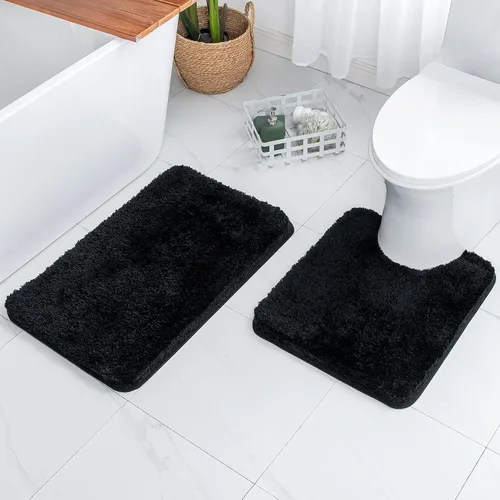 Miniatura 108 de MIULEE Juego de 2 alfombras de baño antideslizantes peludas extra gruesas y suaves, alfombrillas de baño de microfibra suave absorbente de agua