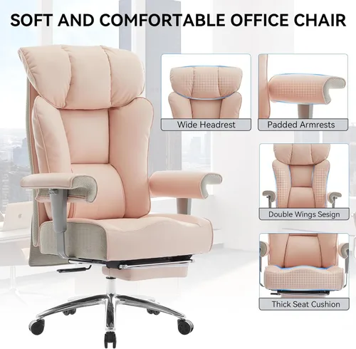 Miniatura 5 de Efomao - Silla ejecutiva de escritorio para oficina, con reposapiés, soporte lumbar y capacidad de carga hasta 450 libras, silla de computadora