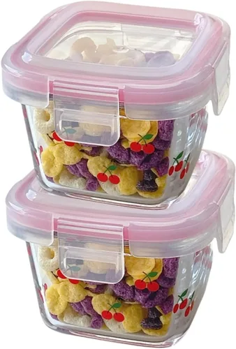 Miniatura 10 de Ivymei Paquete de 2 mini recipientes de vidrio con tapas, pequeños contadores de almacenamiento de alimentos de tulipán para porciones de alimentos