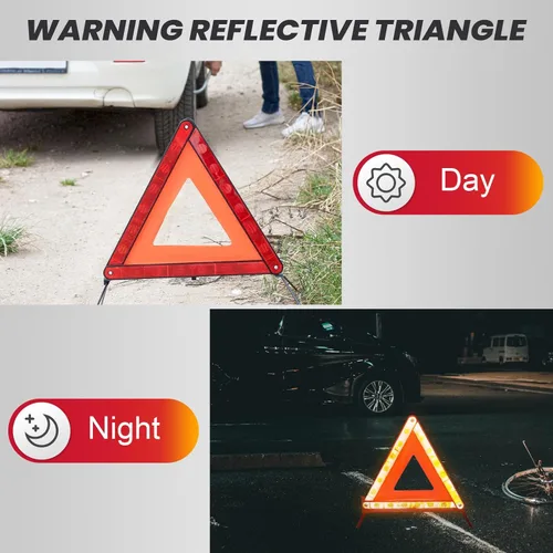 Miniatura 5 de DASBET Triángulos de advertencia de emergencia Triángulo de seguridad en carretera, paquete de 3 triángulos reflectantes plegables de advertencia