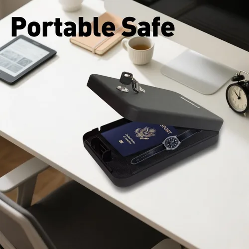 Miniatura 3 de Pistola, caja fuerte portátil de viaje para armas de fuego, caja fuerte para pistola, caja fuerte para armas de fuego en el automóvil con cerradura