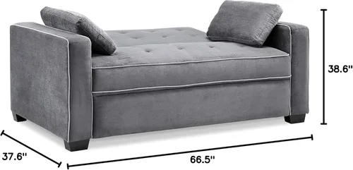 Miniatura 2 de Serta Ainsley Sofá Cama Convertible de 66.5", Tamaño Full, Dreamcoil Comfort, Tela Tejida Suave, Carbón