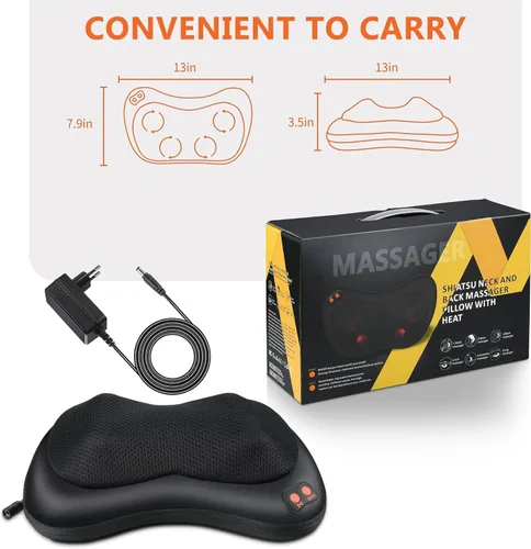 Miniatura 7 de Brelley Masajeador de cuello y espalda con calor Shiatsu eléctrico de tejido profundo masaje para cuello, espalda, hombros y piernas, regalo