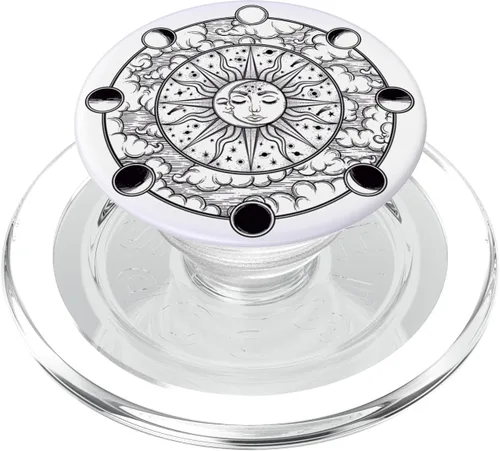 Miniatura 8 de Retro Vintage Sun And Moon Crescent Faces con fases de la luna PopSockets PopGrip: agarre intercambiable para teléfonos y tabletas