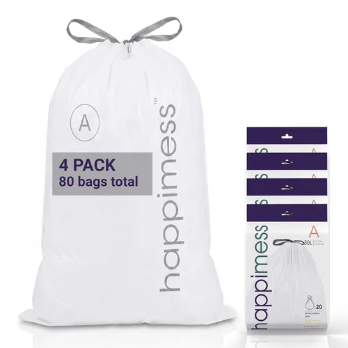 Miniatura 10 de happimess 8 Gallon (30L) Drawstring Trash Bags, Unscented, Clear, Heavy Duty LDPE Liners for Kitchen and Household, Custom Fit, 20 Count
