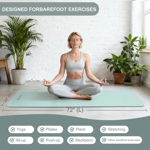 Miniatura 4 de UMINEUX Esterilla de yoga extra gruesa de 1/3 y 2/5 pulgadas antideslizante para mujeres, respetuosa con el medio ambiente, tapete de ejercicio